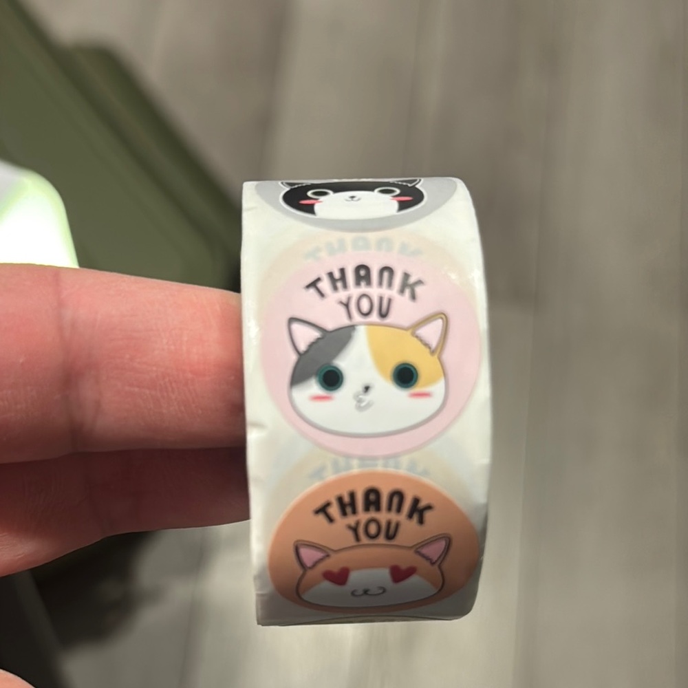 Cat Thank You Stickers Roll of 500 pcs- Multicolor